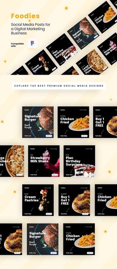 Foodies - A Food Restaurant Business - Facebook & Instagram Social Media Posts, Carousels, and Ads Design - Facebook &amp; Instagram Restaurant Branding Identity, Instagram Restaurant, Small Restaurant Design, Facebook Ads Design, Restaurant Ad