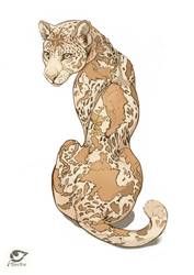 a drawing of a leopard sitting on its back with spots all over it's body