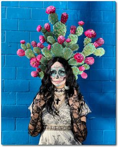 Catrina Dress, Cactus Costume, Day Of The Dead Party, Flower Costume, Sugar Skull Makeup, Skull Makeup, Horror Movie Characters