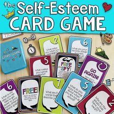 KIDS LOVE THIS FUN GAME TO BOOST SELF-ESTEEM Looking for a fun game to build self-esteem in kids and teens?  You’ll love The Self-Esteem Card Game!  Designed as a solution-focused counseling intervention tool, players get to focus and show off  their strengths.  The questions and prompts encourage players to express their unique voices and perceptions, with a primary focus on social supports, resilience, coping skills and other protective factors. Moreover, this SEL activity reinforces a positive self-concept, sense of self-efficacy, and best possible future self.   Why Is It Important to Focus on Self-Esteem? Building self-esteem helps young people to ... Social Emotional Learning Games, Self Esteem Activities, Group Counseling, Adolescent Health, Social Emotional Learning Activities, Self Efficacy, Learning Support, Building Self Esteem, Therapy Resources