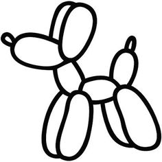 a black and white drawing of a balloon dog