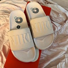 Women’s Nike Off Court Slide - New W Tags Color- Barely Rose Size: 5 Bought For $29.99 On Sale But Didn’t Fit My Daughter. Pls Ask Me Anything! Thanks For Looking In My Closet :) Casual Cream Synthetic Slides, Casual Cream Slip-on Slides, Casual Cream Slides, Casual Cream Slides For Spring, Nike Slippers Women, Nike Benassi Duo, Nike Slippers, Sport Slippers, Pool Sandals