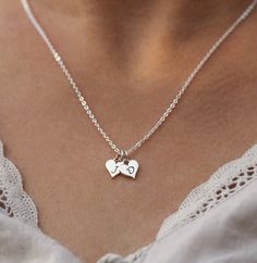 Boyfriend Girlfriend Necklaces, Couple Initial Necklace, Valentine Gifts For Girlfriend, Sterling Silver Initial, Necklace For Girlfriend, Couple Necklaces, Couple Jewelry, Mom Jewelry, Valentines Necklace