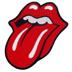 the rolling stones tongue patch on a white background