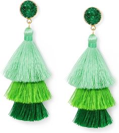 Amazon.com: Me&Hz Irish Green Ombre Tassel Dangle Drop Earrings for Women Girls Boho Fringe Statement Christmas Bright Lime Green Earrings Saint Patricks Day Gifts: Clothing, Shoes & Jewelry Green Tassel Earrings, Jewelry Valentines Day, Layered Fringe, Ombre Green, Hula Skirt, St. Patrick's Day Crafts, Holiday Earrings, Boho Fringe