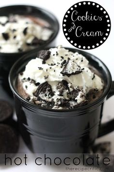 two cups filled with ice cream and oreo cookies