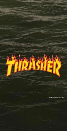 an advertisement for thrash on the water with flames coming out of its back and bottom