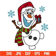 a snowman wearing a santa hat and scarf