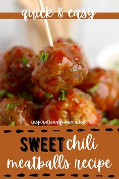 sweet and sour meatballs recipe with text overlay