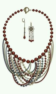 Diy Necklace Designs, Fringe Necklace, Fire Mountain Gems And Beads, Bead Work Jewelry, Necklace And Earring Set, Beaded Accessories