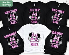 Minnie Mouse Birthday Family Shirts, Disneyworld Birthday Shirt, Cute Minnie Mouse Tops For Birthday, Cute Minnie Mouse Top For Birthday, Minnie Mouse Birthday Shirts, Trip Outfit, Disney 2024, 2nd Birthday Shirt, Custom Birthday Shirts