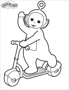 a cartoon monkey riding on a scooter