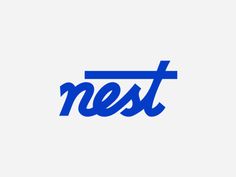 the nest logo is shown in blue on a white background, and it appears to have been designed by person