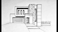 a drawing of a house with a garage