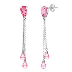 Item: 1696 Description 14k. Solid Gold Chandelier Earring With Natural Pink Topazes (White Gold) Secured By Post Friction Push Backs Item Information Metal: 14k. Solid Gold Metal Weight: 3.10 Gr. Gemstones 2 Pear Shape, 9x6 Mm, Pink Topaz = 3.50 Ct 4 Briolette Shape, 6x4 Mm, Pink Topaz = 4.00 Ct Measurements Height: 2.03 In ( 51.6 Mm) Width: 0.24 In ( 6.1 Mm) Topaz Yellow, Droplet Earrings, Gold Chandelier Earrings, Citrine Earrings, Topaz Color, White Gold Chains, Solid Gold Earrings, Pink Topaz, Gold Chandelier