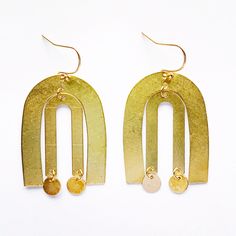 Fun brass statement earrings. Unique Brass Chandelier Earrings With Ear Wire, Handmade Brass Chandelier Drop Earrings, Gold Nickel-free Hoop Earrings, Chic Brass Earrings For Pierced Ears, Chic Gold Brass Earrings, Chic Gold-tone Brass Earrings, Gold Brass Earrings With Brass Hardware, Bronze Brass Drop Chandelier Earrings, Chic Brass Earrings For Gift