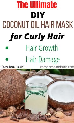 Hair Mask For Curly Hair, Mask For Curly Hair, Healthy Cooking Oil, Natural Hair Recipes, Coconut Oil Hair Mask Diy, Curly Hair Growth, Uses Of Coconut Oil, Hair Mask Diy, Breakage Hair