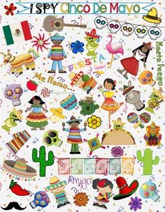 a poster with many different things on it's back side and the words happy cinco