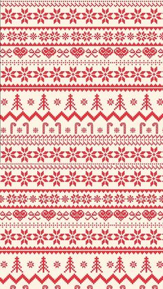 a red and white knitted pattern