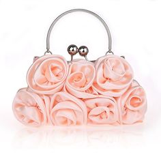 Free U.S. shipping. Style:  , color:Champagne, suite for season：Spring, Summer, Autumn, Winter ，Anniversary, Going out, Hanging out, Party, Red Carpet, Material Silk, Champagne Rose Fashion Evening Bags Rose Handbag, Bridal Handbags, Rose Fashion, Wedding Clutch, Lv Bags, Satin Roses, Rose Pastel, Coral Peach, Evening Handbag