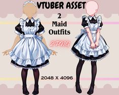 two maid outfits are shown in the same color as they appear to be from an anime