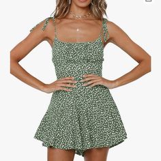 - Features: Boho Flower Print, Adjustable Strappy, Tie Shoulder, Sleeveless, Ruffle Hem, Fit And Flare, Sexy Summer Beach Short Romper Jumpsuits. It Is A Romper, Not A Dress. - Occasion: Great Choice For Summer, Daily Wear, Party Night, Holiday, Vacation, Beach, Date, Club Wear, Etc. Suit For Both Teen Girls And Ladies. - Match: Perfect To Pair With Varieties Of High Heels, Pumps, Wedges, Sandals, Slippers, Flip Flops, Accessories Jewelry To Complete A Stylish Look. Garment Care: Hand Wash Recom Floral Print Short Dress, Spaghetti Strap Rompers, Printed Short Dresses, Wide Leg Romper, Curvy Shorts, Short Romper, Top Moda, Cute Rompers, Floral Jumpsuit