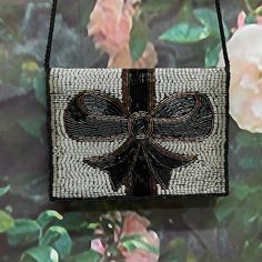 80s Carla Marchi Black Bow Silver Bead Purse Handbag by KittyVintageBoutique on Etsy Rectangular Black Beaded Bag For Gift, Rectangular Black Beaded Bag As Gift, Big Gift Boxes, Bead Purse, Big Gift, Cave Creek, Big Gifts, Vintage Purses, Bugle Beads