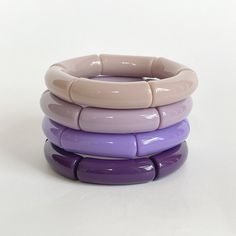 Pick your favorite purple hue! 💜 Boca bangles are fun, chunky, yet lightweight acrylic bangles. These colorful bracelets are perfect for mixing and matching! Build a colorful stack that speaks to you! These also make a great game day stack or a gift for your color loving friend! This listing is for ONE bracelet. ❓Need help deciding which bracelets to stack? Message me, and I will help you find your ideal combination. Want to create your own color combination on one bracelet? Message me! I would Acrylic Bangles, Tube Bead Bracelet, Bracelet Message, Acrylic Bracelet, Acrylic Tube, Arm Party, Bead Bracelets, Purple Hues, Tube Beads