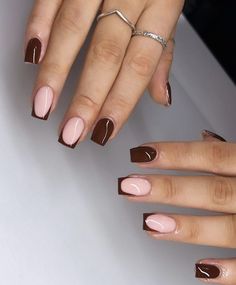 Gel Nails French, Brown Nails Design, Nails Design Ideas, Gel Toe Nails, Gel Nail Art Designs, Nude Nail Designs, Simple Gel Nails, French Tip Acrylic Nails