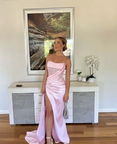 Prom Dresses 2023 Pink, Pink Silk Prom Dress, Debs Dresses Ireland, Birthday Dresses Pink, Debs Dresses, Strapless Prom Dress, Pink Evening Dress, Strapless Prom Dresses