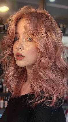 30 Radiant Blonde Hair Color Concepts Short Blonde And Pink Hairstyles, Golden Rose Hair Color, Peach Gold Hair, Rosy Pink Hair, Rise Gold Hair, Apricot Hair Color Peach Rose Gold, Strawberry Blonde Pink Hair, Fashion Color Hair Ideas, Rose Hold Hair