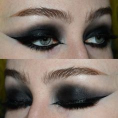 All Black Makeup Looks, Goth Eye Shadow, All Black Makeup, Black Bride Wedding, Heavy Eyeliner, Black Makeup Looks, Goth Eye Makeup, Alt Makeup