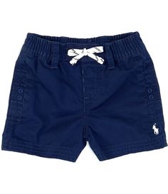 Made from lightweight yet durable twill&#x2C; these pull-on shorts&#x2C; from Polo Ralph Lauren&#x2C; are perfect for warm-weather days.mid riseelastic waistband with a pre-tied bowside on-seam pocketback right buttoned pocketsignature embroidered pony at the right hempull-on styling; belt loopsSize 9 months has an approx. 5 3/4" rise and an approx. 2 1/2" inseamcotton twillmachine wash; tumble dryImported. Spring Cotton Swim Trunks For Playwear, Cotton Swim Trunks For Summer Playwear, Summer Cotton Swim Trunks For Playwear, Spring Casual Cotton Swim Trunks, Cotton Beach Shorts With Adjustable Waist, Beach Shorts With Adjustable Waist In Cotton, Summer Cotton Shorts With Adjustable Waist, Ralph Lauren Cotton Shorts, Ralph Lauren Summer Shorts