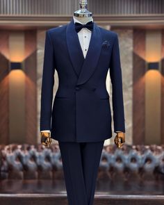 This men's navy blue tuxedo suit is a must-have for any modern gentleman's formal wear collection. When you want to make a stylish entrance at your next event, this stunning slim-fit blue blazer will help you do just that. Crafted from high-quality materials, this double-breasted tuxedo jacket is fully lined and features two exterior pockets. Perfect for formal occasions, this tuxedo ensures you look sharp and confident, offering great versatility and a flattering fit for your body. Remarks : Dry Clean Only Silk Satin Shawl collar Material: 65% Polyester, 32% Viscose, 3% Lycra Cutting: Single Button, Double Slits Package included : Jacket & Pants Navy Blue Tuxedo Wedding, Navy Blue Wedding Suit, Mens Suit For Wedding, Navy Blue Suit Men, Slim Fit Groom Suit, Navy Blue Suit Wedding, Blue Tuxedo Wedding, Tuxedo Prom, Suit For Wedding