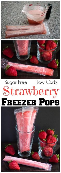 strawberry freeze pops with strawberries in the background