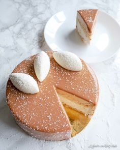 a piece of cake on a plate with two slices missing from it and one slice cut out