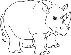 a rhinoceros standing in the grass coloring page