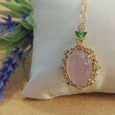 "DJade - Certified Natural Beautiful Pink Agate Chalcedony Diamond (Imitation) Oval Pendant Best Gift Include certificate and jewelry pouch and 925s 18kGP chain-18\" Item size: (Manual measurement,please allow +- 0.5mm size difference) Pendant size: (L)35.8mm x (W)20.6mm x (T)12.4mm (Weight:6.83g) Jade size (approx): (L)17.8mm x (W)12.8mm x (T)10.4mm The item pictured is the exact one you will receive. Thanks" Elegant Pink Jade Jewelry, Pink Jade Jewelry As A Gift, Pink Jade Jewelry Gift, Pink Jade Jewelry For Gift, Opal Pendant Necklace, Size Difference, Pink Agate, Oval Pendant, Opal Pendants