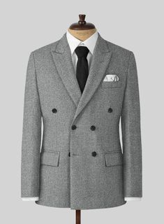 Establish a timeless monolith to your wardrobe by including our Highlander Light Gray Tweed Double Breasted Suit. Besides, it is made from a pure wool material, which reveals a thick, plush and slightly rough texture with an enriched warmth to pursue the business in the cold with ample heat. Further, it proves the sartorial proficiency by making an elegant, well-proportioned look while staying safe in their wardrobe choices no matter the season, offering that extra warmth once the winter closes Semi-formal Winter Suits With Herringbone Pattern, Semi-formal Winter Herringbone Suits, Winter Herringbone Suits With Notch Lapel, Winter Business Suits With Herringbone Pattern, Winter Business Suit With Herringbone Pattern, Formal Winter Suit With Herringbone Pattern, Winter Herringbone Suits For Tailoring, Winter Herringbone Pattern Suits For Tailoring, Tailored Wool Suit With Herringbone Pattern