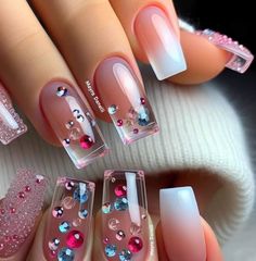 Bubble Nails, Nails Ombre, Sassy Nails, Classy Nail Designs, Pretty Nail Designs, Bling Acrylic Nails