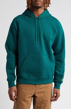 Casual and comfortable, this wardrobe-staple fleece hoode made with soft cotton sports a relaxed fit that's perfect for layering in the cold. 27 1/2" length (size Medium) Drawstring hood Banded cuffs and hem Kangaroo pocket 58% cotton, 42% polyester Machine wash, line dry Imported Casual Green Hoodie With Fleece Lining, Relaxed Fit Fleece Hoodie With Fleece Lining, Relaxed Fit Hoodie With Fleece Lining, Relaxed Fit Hooded Hoodie With Fleece Lining, Green Hooded Hoodie For Everyday, Everyday Green Hooded Hoodie, Green Everyday Hooded Hoodie, Carhartt Work In Progress, Work In Progress