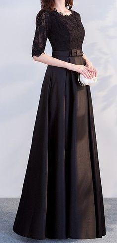 Long Gown Elegant Classy With Sleeves, Formal Gowns With Sleeves Classy, Formal Dresses Long Classy, Black Bridesmaid Dresses Long Elegant, Black Gown Elegant Classy With Sleeves, Evening Party Dress Classy Long Sleeve, Elegant Evening Dresses Classy, Black Evening Gown Classy, Black Gala Dress Long Classy