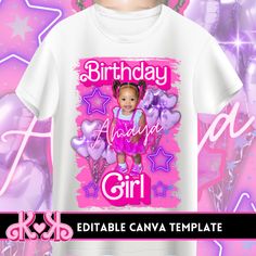 Barbie Birthday Shirts For Family, Barbie Birthday Shirts, Barbie Birthday Shirt, Glam Design, T Shirt Template, Custom Birthday Shirts, Princess Shirt, Birthday Princess, Barbie Birthday