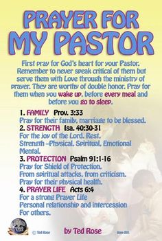 a poster with the words prayer for my pastor