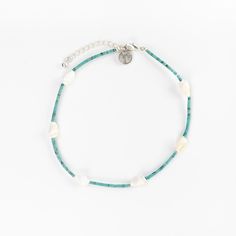 Anklet Color: Turquoise, White, Silver Stone: Turquoise Natural shell beads Size: 10.2" + 1.5" Extender Handmade Turquoise Ankle Bracelet, Stone Anklet, Turquoise Anklet, Handmade Anklets, Bohemian Accessories, Ocean Inspired, Ethical Jewelry, Beaded Anklets, Chain Extenders