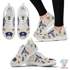 Nurse Women's Sneakers - Amaze Style™- Medical Shoes, Nurse Shoes, Women's Running Shoes, Print Sneakers, Dinosaur Print, Sneakers Shoes, Running Women, Converse High Top Sneaker, Womens Running Shoes