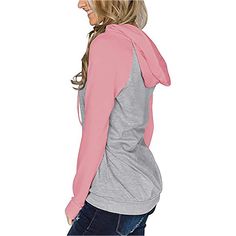 Pink Contrast Raglan Sleeve Pocketed Hoodie Winter Crew Neck Tops With Adjustable Hood, Casual Pink Hooded Top, Pink Long Sleeve Top With Drawstring Hood, Pink Stretch Hooded Top, Pink Hooded Top For Fall, Pink Relaxed Fit Hooded Top, Cotton Hoodie With Raglan Sleeves For Fall, Cotton Raglan Sleeve Fall Hoodie, Cotton Raglan Sleeve Hoodie For Fall