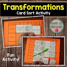 an orange and white photo with the words transformations card sort activity