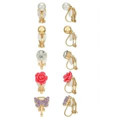 This fun clip on earring collection from Wonder Nation has everything that little girls love  pearls, sparkle, butterflies and flowers. The set comes complete with five unique pairs of clip on earrings so she can mix and match to her heart's content. These cute earrings are sure to bring a little sparkle to any outfit she pairs them with. In classic goldtone metal, simulated pearl and pink they'll look great with all of her outfits. The set is great for everyday or dress-up play and makes a great gift for daughter, granddaughter or friend. Size: one size.  Gender: female.  Age Group: kids. Fun Clip, Her Outfits, Clip On Earring, Butterflies And Flowers, Earring Collection, Gift For Daughter, Girls Love, Earrings Collection, Cute Earrings