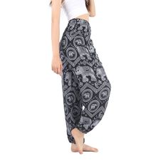 PRICES MAY VARY. Harem Pants: Our womens boho pants are not only comfortable but also stylish. They are loose and made from breathable fabric and can be worn mid-rise and high-rise waist, making the bohemian pants women ideal for yoga sessions, meditation practices, or casual outings with friends. Their versatile nature makes them a go-to choice for those seeking comfort without compromising on style. Boho Pants: Embrace your bohemian spirit with our elephant pants for women. These womens bottom Casual Boho Print Harem Pants For Vacation, Bohemian Ankle-length Harem Pants For Summer, Casual Wide Leg Boho Print Harem Pants, Casual Boho Print Wide Leg Harem Pants, Baggy Bohemian Pants For Vacation, Baggy Bohemian Bottoms For Vacation, Bohemian Summer Harem Pants, Summer Bohemian Harem Pants, Bohemian Harem Pants With Boho Print For Vacation